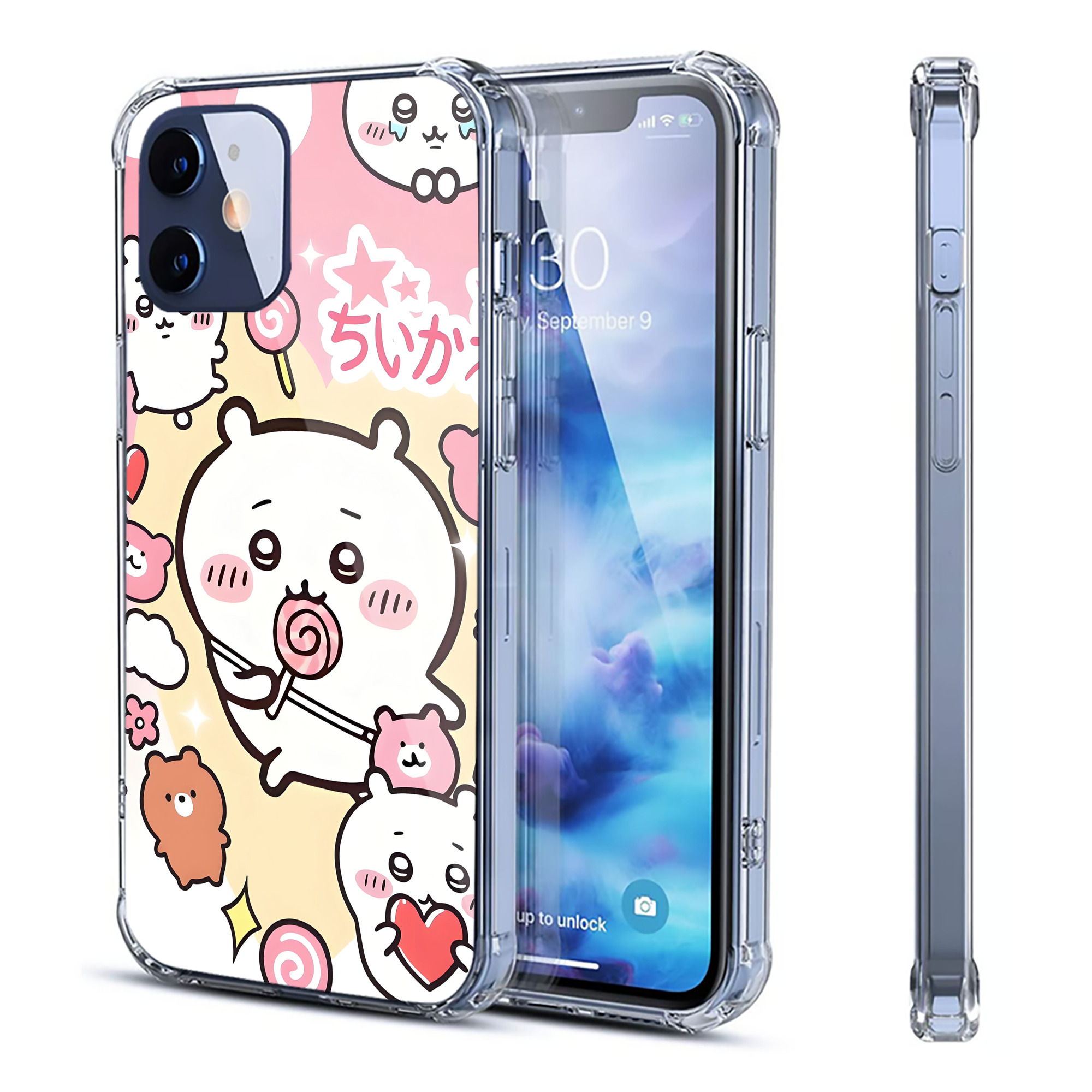（画像用） ちいかわ Chii-kawa 【iPhone 12シリーズ対応】透明スマホケース（クリアソフトケース）